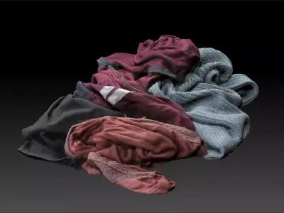 Pile of Cloths 4 Low-poly 3D model