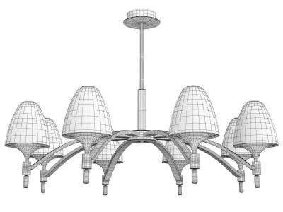 NANSY chandelier with six lights in brass and glass Low-poly 3D model