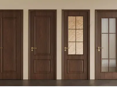 Wooden-door Single-door Bedroom-door Glass-door Bathroom-door 3D model