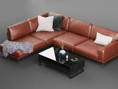 PERUNA LEATHER MODULAR SECTIONAL SOFA  3D model