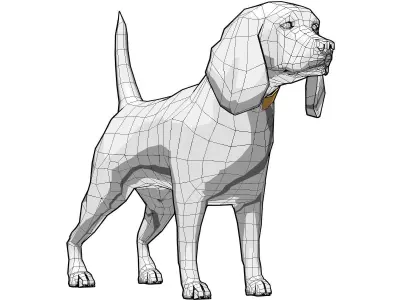 3D Dog Low poly beagle Low-poly 3D model