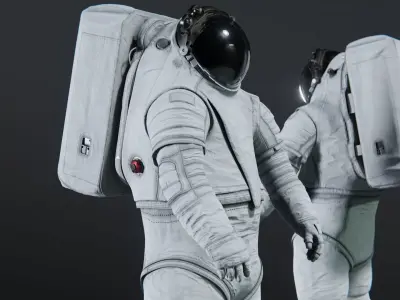 Axiom AxEMU Spacesuit White Rigged Low-poly 3D model