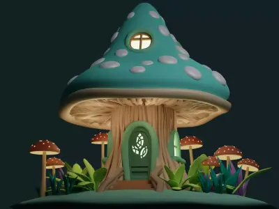 Mushroom House 3 Low-poly 3D model