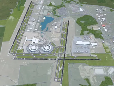 Kansas City Airport 12km Low-poly 3D model