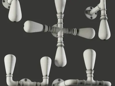 3dasset industrial pipe wall lights 3D model