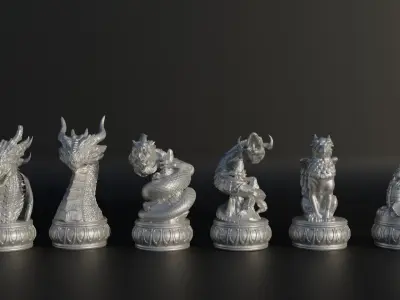 Epic Dragon Chess Set With 6 Different Model 3D print model