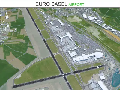 Euro Airport Basel 7km Low-poly 3D model