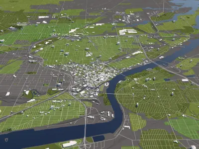 Toledo 50x50km 3D City Map 3D model