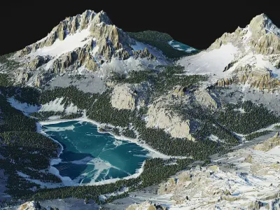 Mountain Lake Landscape - World Machine 3D model