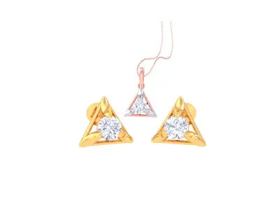Solitaire Super Light Weight Earring Pendant Set 3D print model