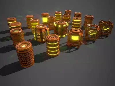 Sci-Fi Cylinder Version Two Low-poly 3D model