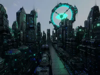 Future Tech Megacity Low-poly 3D model