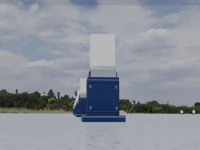 Street Light 8 Bollard 350mm Futuristic Blue Version 3 Low-poly 3D model