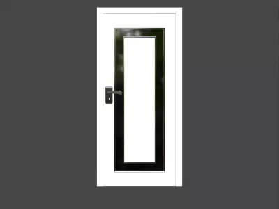 White Modern Door with Black Glass Panel 3D model