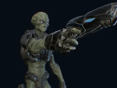 Alien v2 - Animated and Game Ready Low-poly 3D model