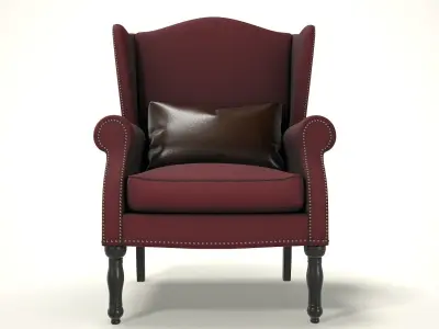 wingback chair fhouse 020 Low-poly 3D model