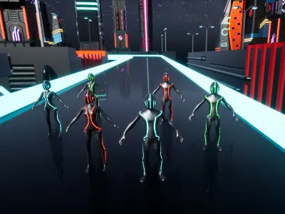 Cyberpunk Race Town Low-poly 3D model