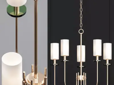 Monroe Collection 5 Light Satin Gold Chandelier 3D model