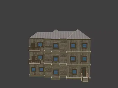 House Model 7 building Low-poly 3D model