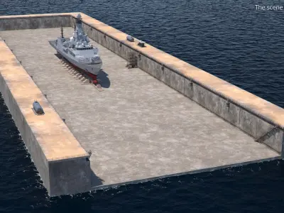  British Naval Warship Type 26 Drydock Grey 