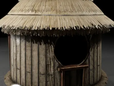Straw Hut Low-poly 3D model