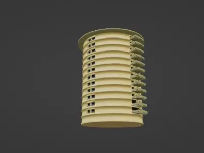 Modern Circular Apartment Building  High-Rise 3D Model Low-poly 3D model