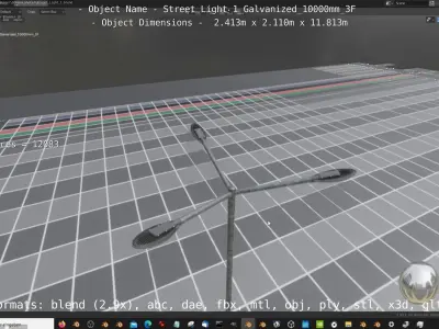 Street Light 1 Galvanized 10000mm 3F Low-poly 3D model