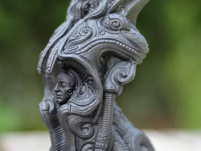 Stasis bronze statue on wooden table 3D print model
