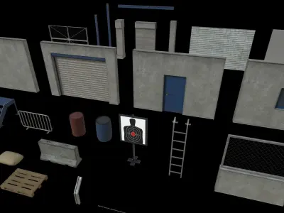 Lowpoly FPS Modular Map Kit Low-poly 3D model