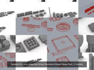 Sensors Cameras Antennas Arrays Receivers Kitbash Mega Pack