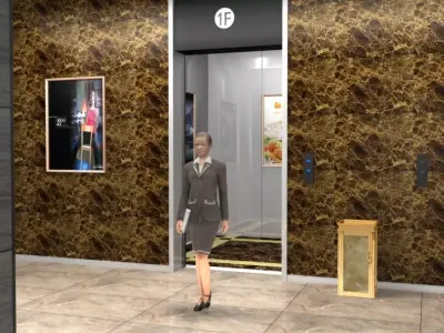 People come out of the elevator 3D model