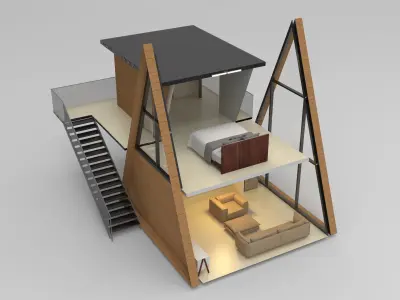 Tent 1 triangular house 3D model