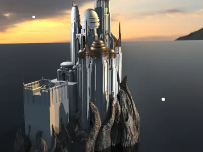 White Marble Palace statue 1 3D model