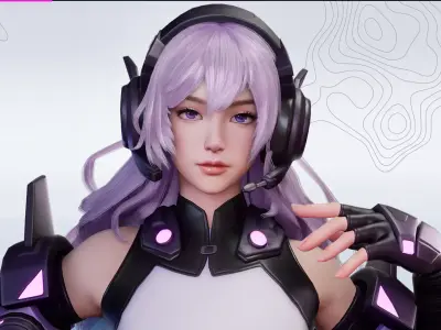 Cyber Operator Girl Ophelia - Game Ready Low-poly 3D model