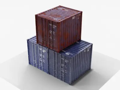 10Ft Cargo Container - Blue 3D Model Pack