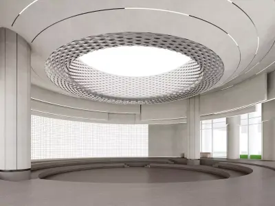 Modern Circular Public Hall with Amphitheater Steps 3D model