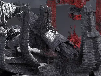 Sci-Fi  Alien Spine City Kitbash 1 3D model