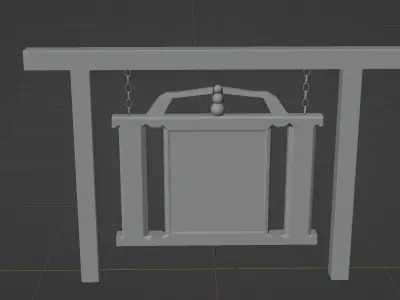 Worn Sign -for Inn or related--low-poly--paint-PBR- Free low-poly 3D model