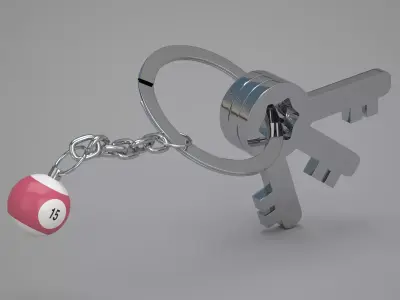 15 Snooker Ball with Keychain 3D model