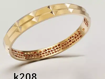 Faceted Rigid Bangle with Geometric Surface 3D print model