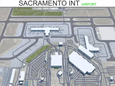 Sacramento International Airport 10km Low-poly 3D model