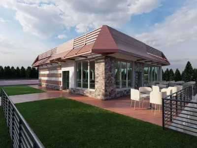 Go-Kart restaurant with outdoor seating 3D model