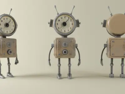 Old Alarm Robot Low-poly 3D model