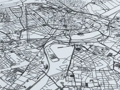 Strasbourg Road Network and Streets 3D model