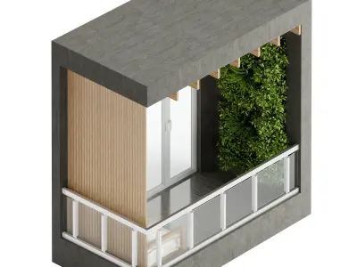 Apartment Modern Balcony 01 3D model