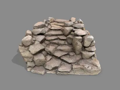 Old Rock Stairs Low-poly 3D model