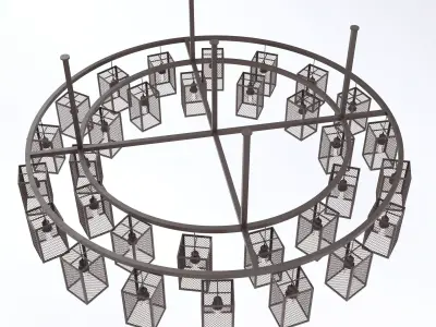Wrought Iron Concentric Circle Cage Light 3D model