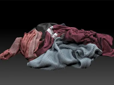 Pile of Cloths 4 Low-poly 3D model