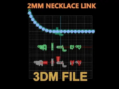 3-PRONG TENNIS DIAMOND NECKLACE LINK 2MM  3D print model