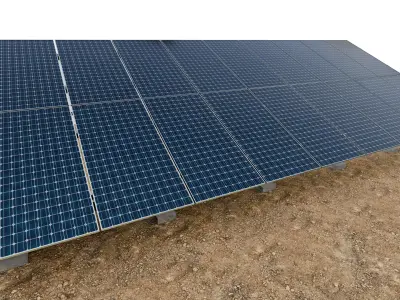 Lowpoly Ground Mounted Solar Panels-9 Rows of PV Modules Low-poly 3D model